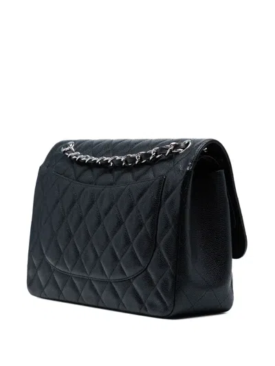 Pre-owned Chanel 2011 Jumbo Classic Caviar Double Flap Shoulder Bag In Black