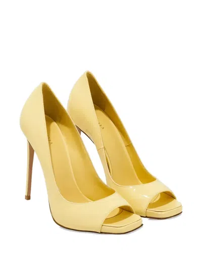 Le Silla Patent Stiletto Pumps In Yellow