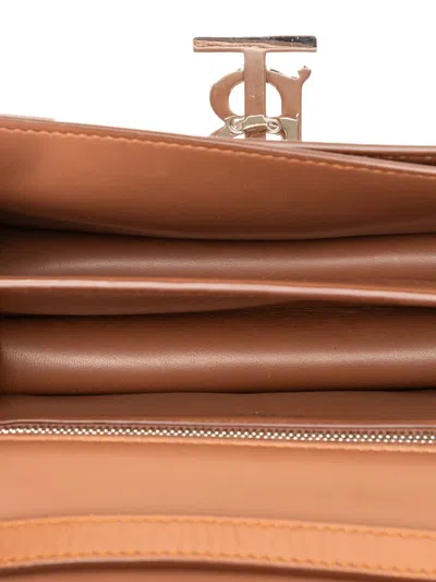 Pre-owned Burberry 2018-2025 Small Smooth Calfskin Tb Crossbody Bag In Brown