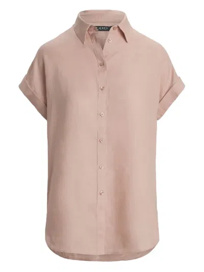 Ralph Lauren Relaxed Fit Linen Short-sleeve Shirt In Pink