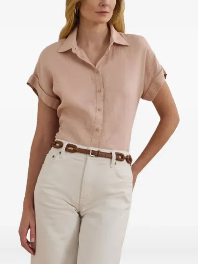 Ralph Lauren Relaxed Fit Linen Short-sleeve Shirt In Pink