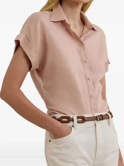 Ralph Lauren Relaxed Fit Linen Short-sleeve Shirt In Pink
