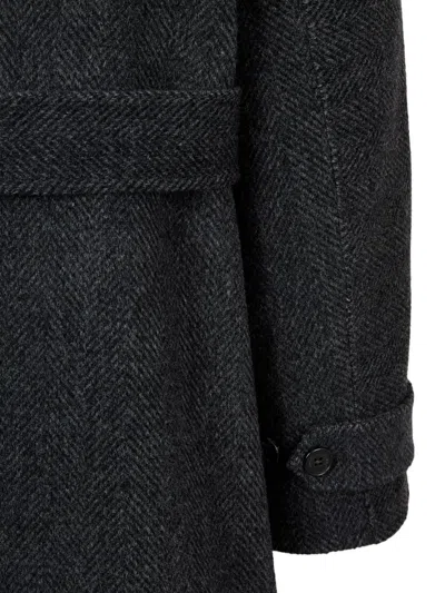 Studio Tomboy Herringbone Raglan Coat In Gray