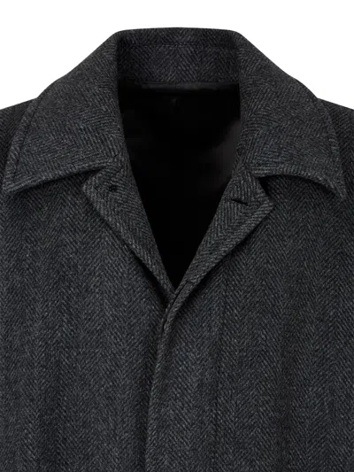 Studio Tomboy Herringbone Raglan Coat In Gray