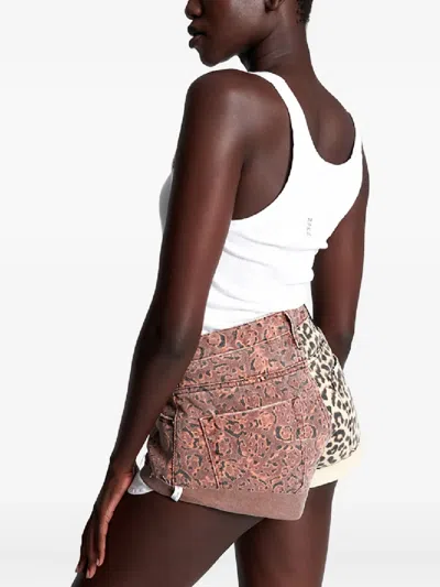 One Teaspoon Animal Saga Print Shorts In Brown