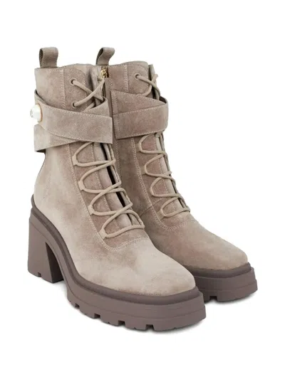 Jimmy Choo 80mm Noemi Square-toe Boots In Neutral