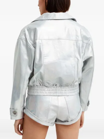 One Teaspoon Button Leather Jacket In Silver