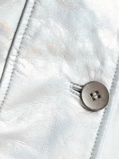 One Teaspoon Button Leather Jacket In Silver