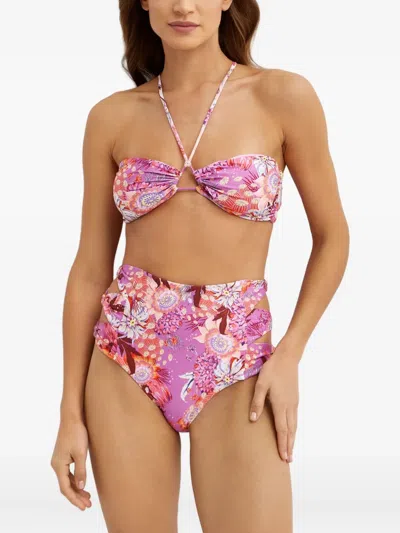 Agua Bendita Floral-pattern Bikini Top In Multi
