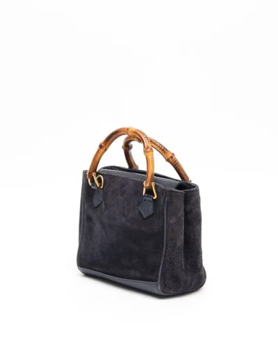 Gucci Mini Suede Bamboo Handbag In Multi