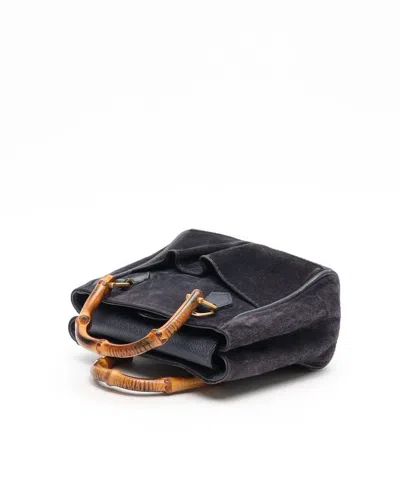 Gucci Mini Suede Bamboo Handbag In Multi