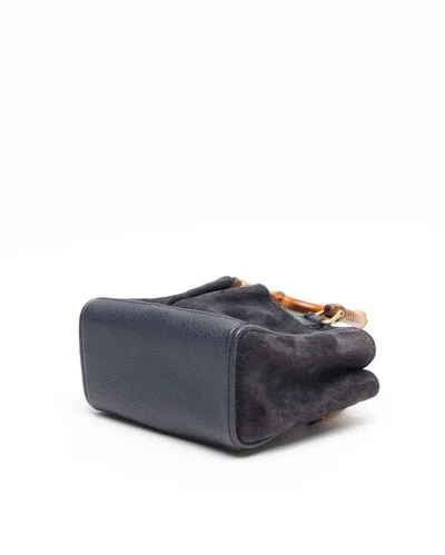 Gucci Mini Suede Bamboo Handbag In Multi