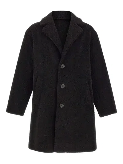 Herno Long Sleeve Notched Lapel Coat With Pockets In Black