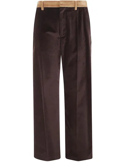 Marni Velvet Trousers With Pockets And Loops In Brown