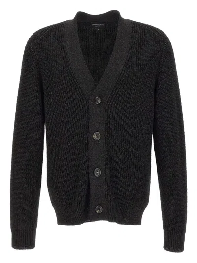 Emporio Armani Button-fastening V-neck Cardigan In Black