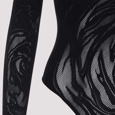 Wolford Floral Long Sleeve Sheer Top In Black