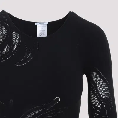 Wolford Floral Long Sleeve Sheer Top In Black