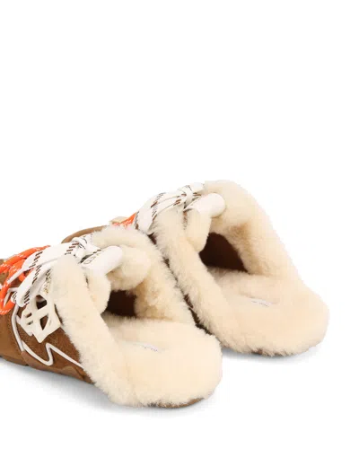 Naked Wolfe Suede Trim Slippers In Brown