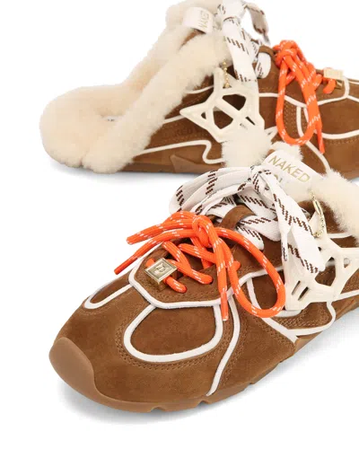 Naked Wolfe Suede Trim Slippers In Brown