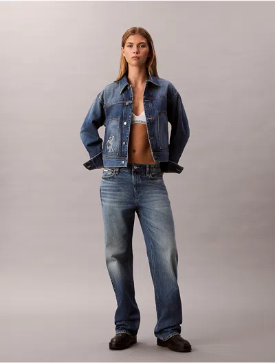 Calvin Klein Jeans Est.1978 Calvin Klein Women's Distressed Monogram 90s Straight Jeans In Blue