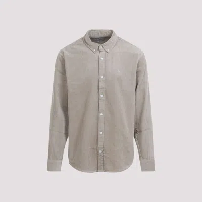 Carhartt Long Sleeve Corduroy Shirt With Button Collar In Gray