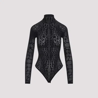 Wolford Geometric Sheer Long Sleeve Top In Black