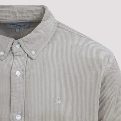 Carhartt Long Sleeve Corduroy Shirt With Button Collar In Gray