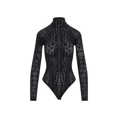 Wolford Geometric Sheer Long Sleeve Top In Black