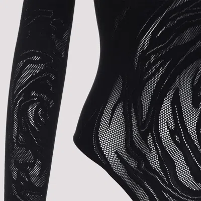 Wolford Floral Long Sleeve Sheer Top In Black