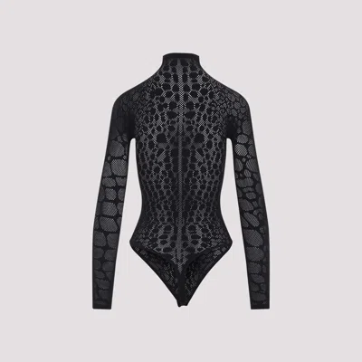 Wolford Geometric Sheer Long Sleeve Top In Black