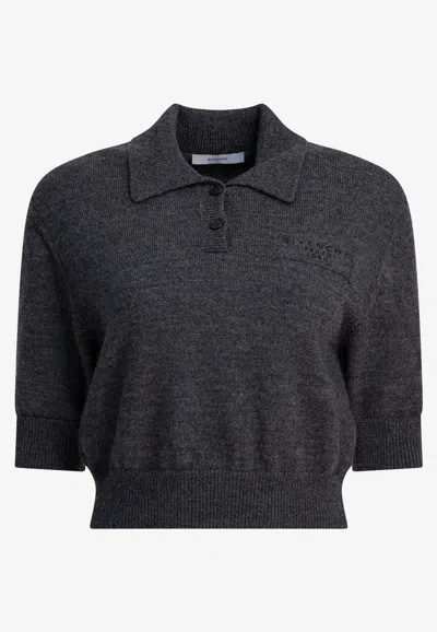 Givenchy Cropped Wool And Alpaca Polo Sweater In Black
