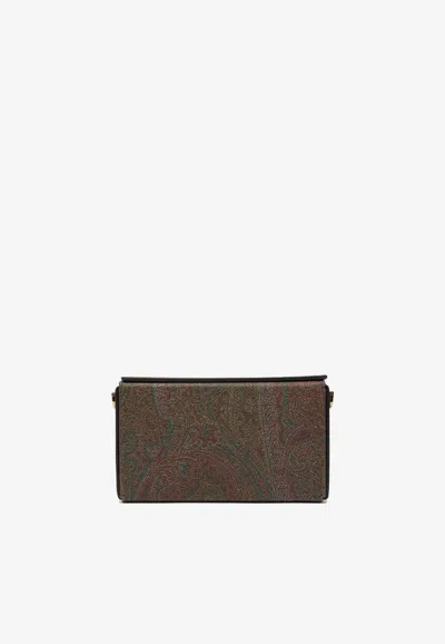Etro Arnica Paisley Jacquard Clutch In Brown