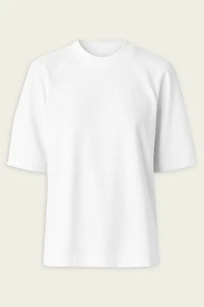 Tibi Active Knit Raglan Top In White In White