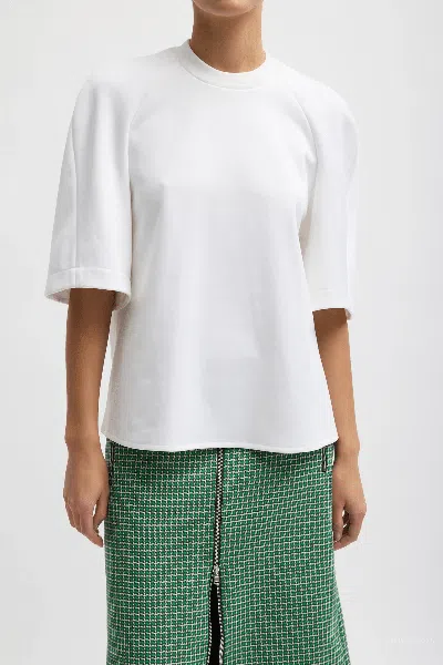 Tibi Active Knit Raglan Top In White In White