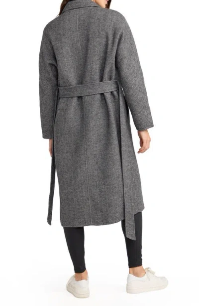 Belle & Bloom Standing Still Belted Double Breasted Wool Blend Coat In Gray