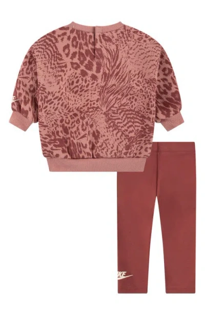 Nike Home Swoosh Home Sweatshirt & Leggings Set In Brown