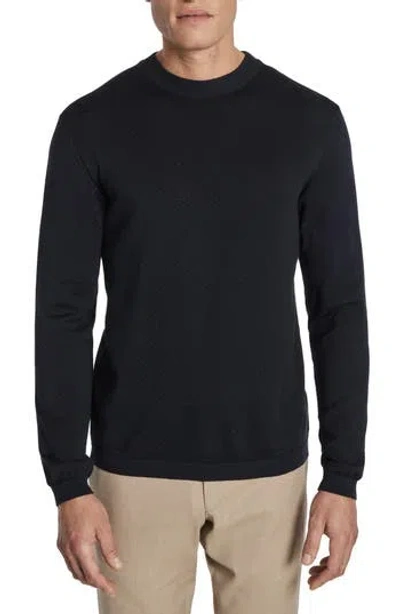 Jack Victor Bartholomew Geo Pattern Cotton & Silk Crewneck Sweater In Black