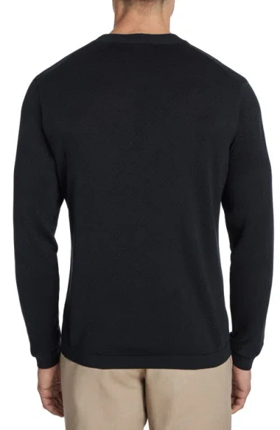 Jack Victor Bartholomew Geo Pattern Cotton & Silk Crewneck Sweater In Black