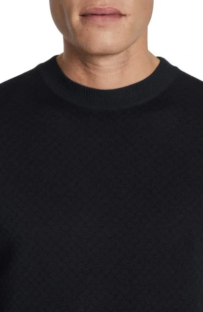 Jack Victor Bartholomew Geo Pattern Cotton & Silk Crewneck Sweater In Black