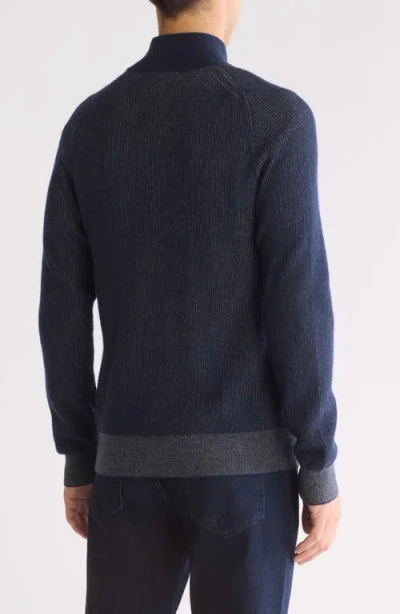 Amicale Rib Cashmere Mock Neck Sweater In Blue