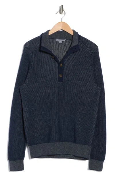 Amicale Rib Cashmere Mock Neck Sweater In Blue