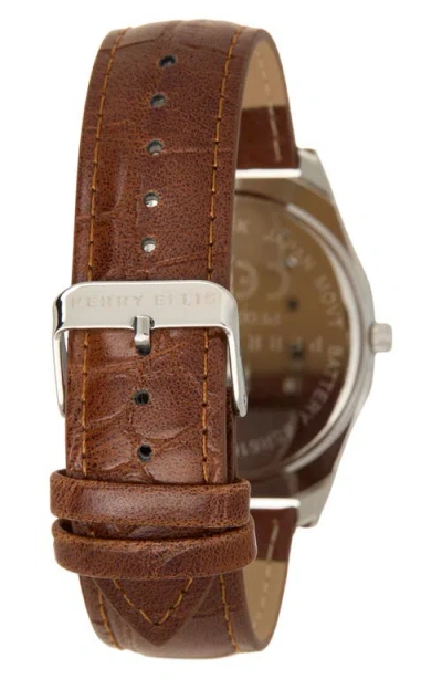 Perry Ellis Ultra Slim Leather Strap Watch, 40mm In Brown