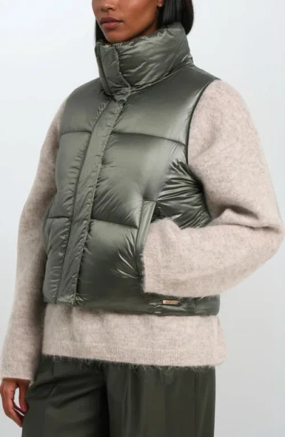 Noize Cropped Puffer Vest In Green