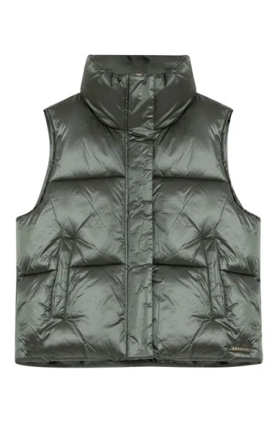 Noize Cropped Puffer Vest In Green