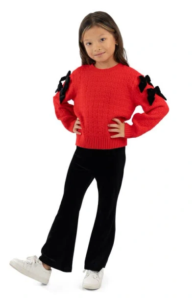 Rare Editions Girls 4t-6x 2-piece Textured Sweater And Flare Pants Set In Multi