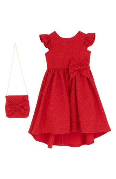 Rare Editions Kids' Glitter Party Dress & Crossbody Bag Set In Red