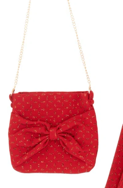 Rare Editions Kids' Glitter Party Dress & Crossbody Bag Set In Red