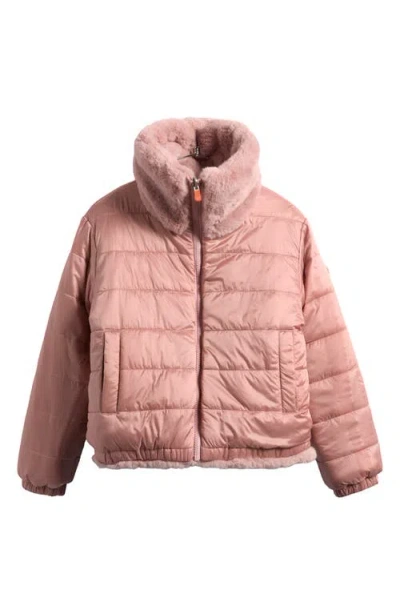 Save The Duck Reversible Faux-fur Jacket In Pink