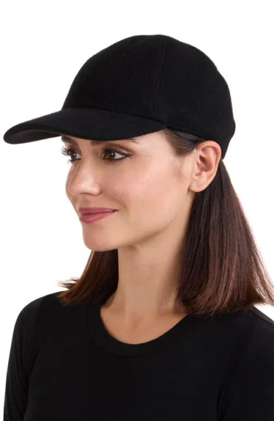 Amicale Wool & Cashmere Faux Shearling Lined Knit Baseball Cap In Black
