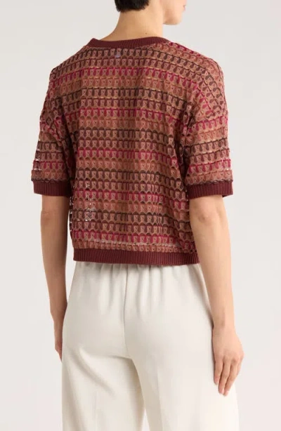 Daniel Rainn Openwork Stripe Sweater In Brown